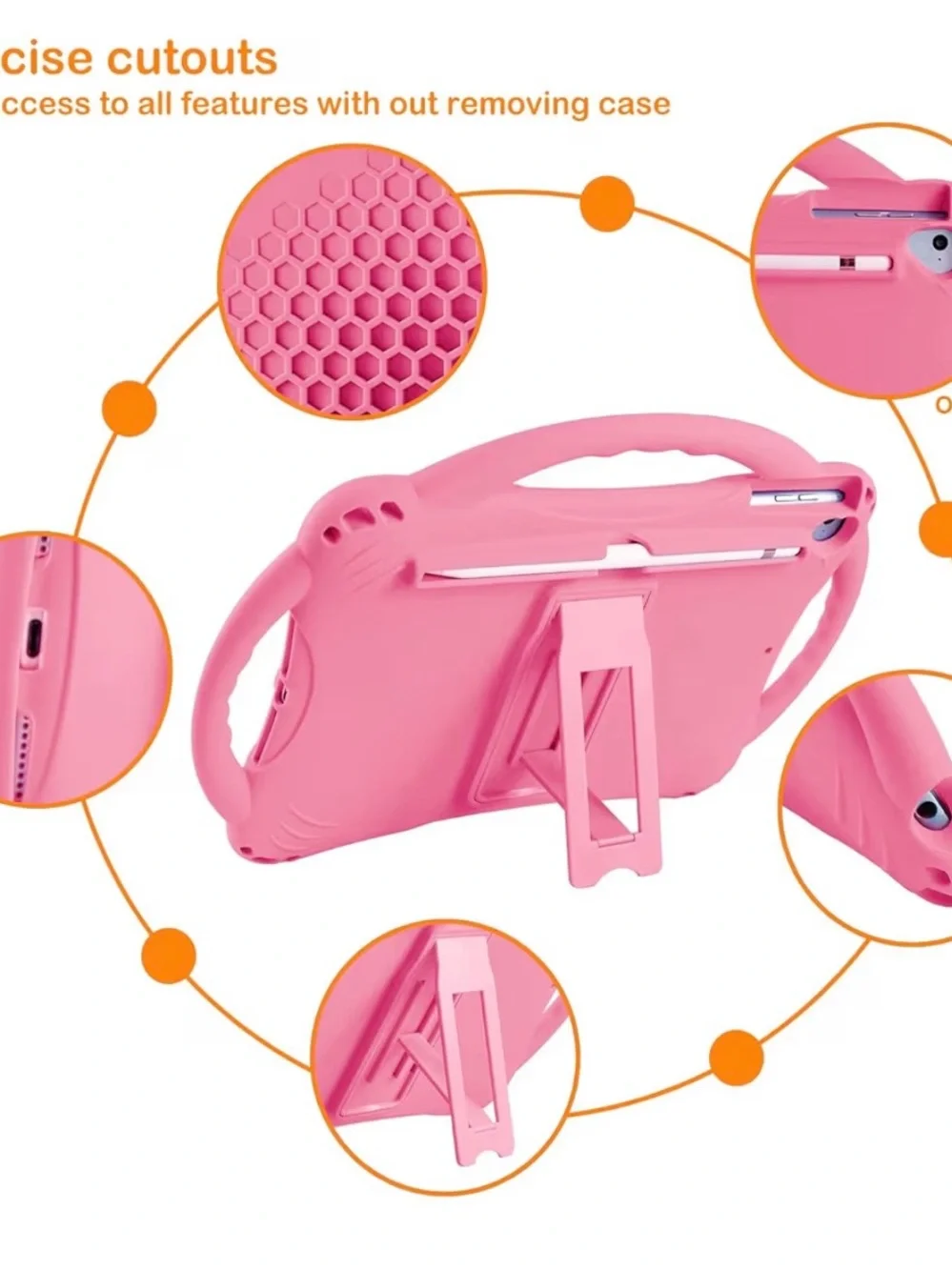 Pink Silicone Tablet Carrying Case with Strap